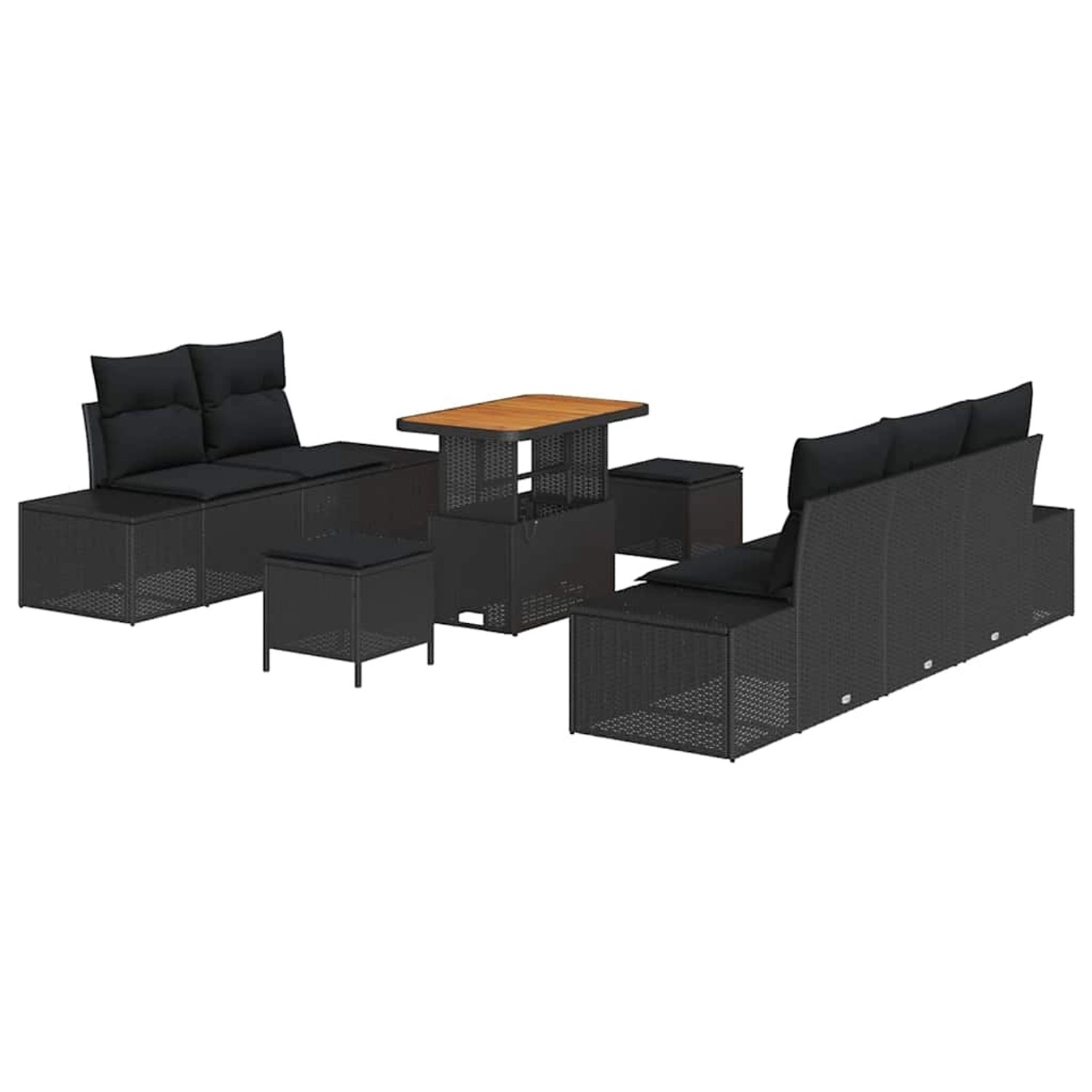 vidaXL Garten-Sofa-Set mit Kissen 8-Tlg Schwarz Poly Rattan 3362729 günstig online kaufen