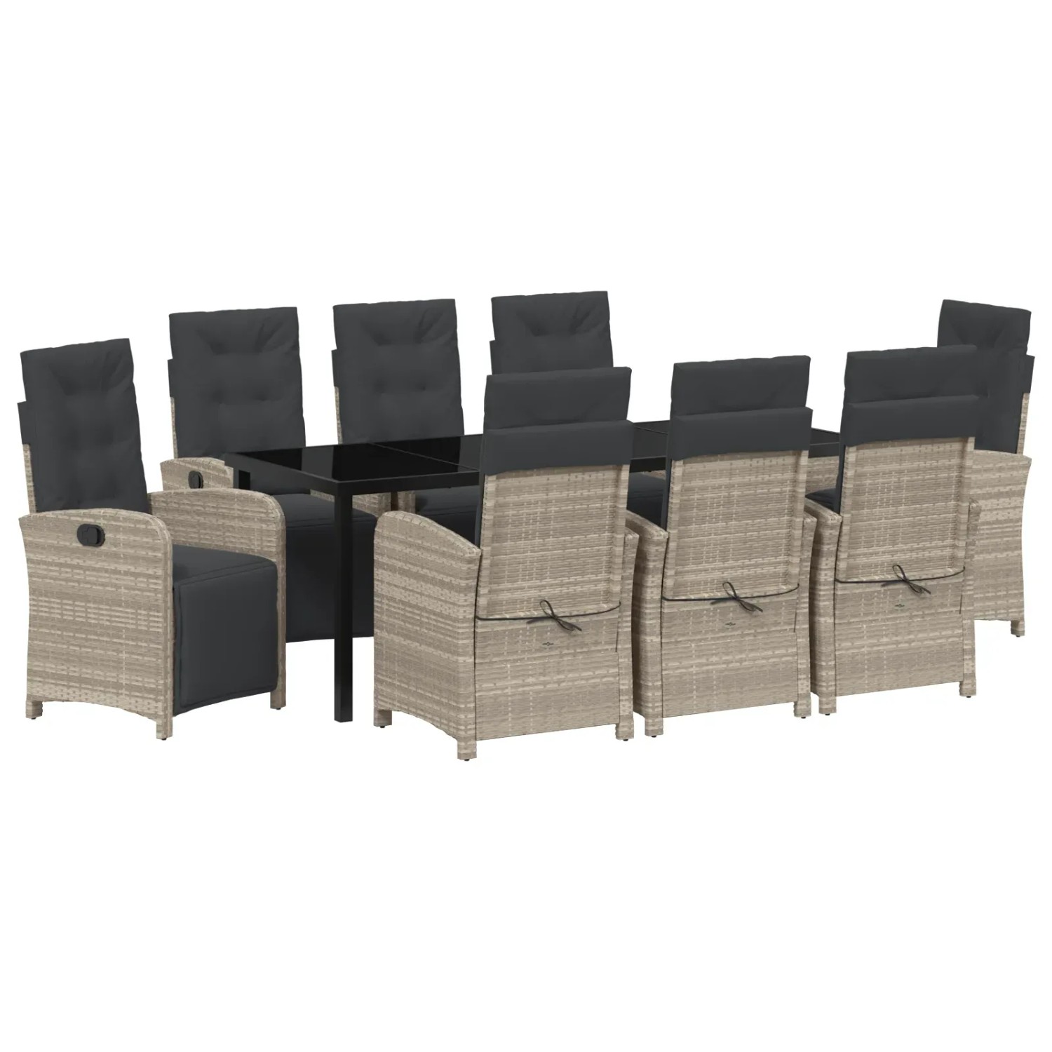 vidaXL Garten Essgruppe 9-Tlg Hellgrau Poly Rattan 3380350