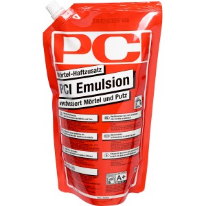 PCI Emulsion Mörtel-Haftzusatz, 1 kg, für verbesserte Haftung von Mörtel und Putz.