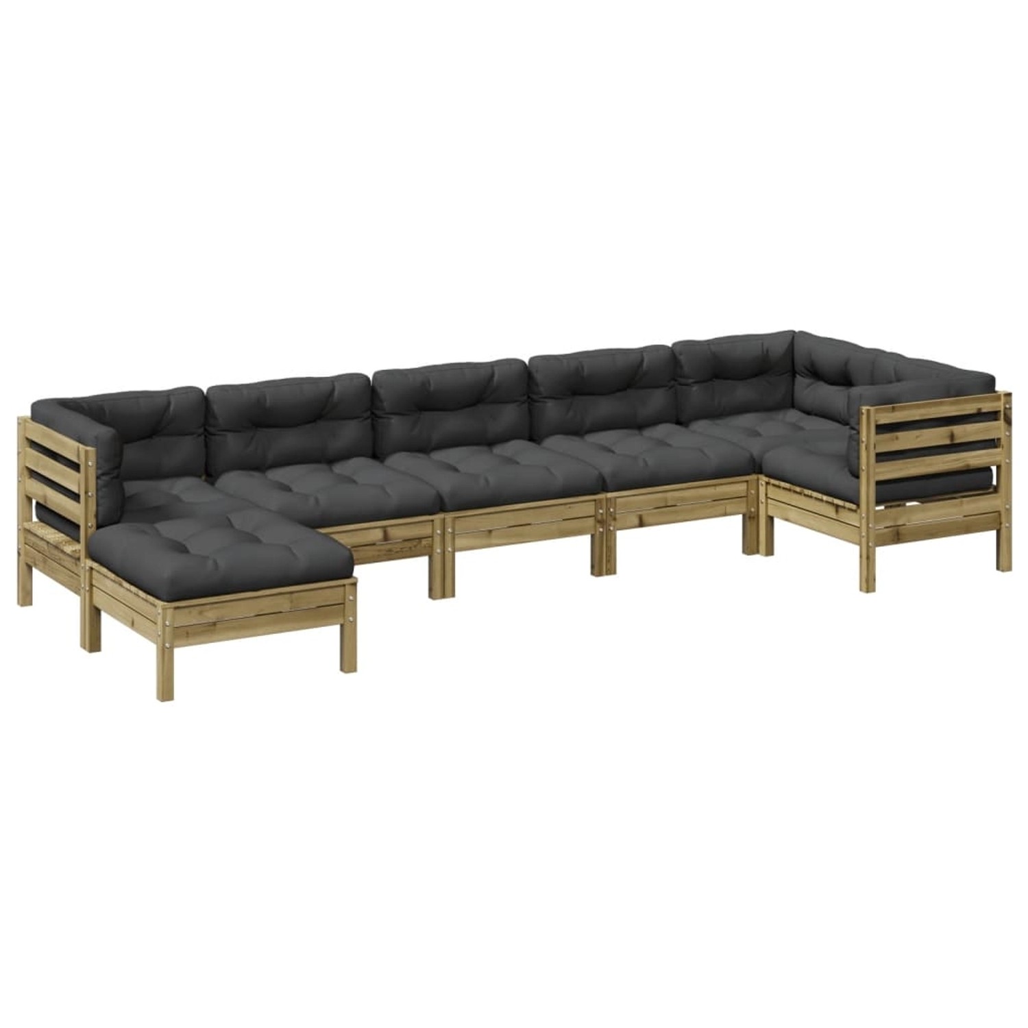vidaXL 7-Tlg Garten-Sofagarnitur mit Kissen Kiefernholz Imprägniert 3299551 günstig online kaufen