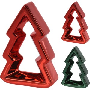 Dekorative Weihnachtsbäume aus Dolomit, rot und grün sortiert, für die Weihnachtsdekoration.