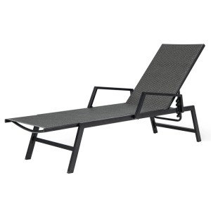 Costway Sonnenliege Rattan mit Armlehnen 150 kg Belastbar