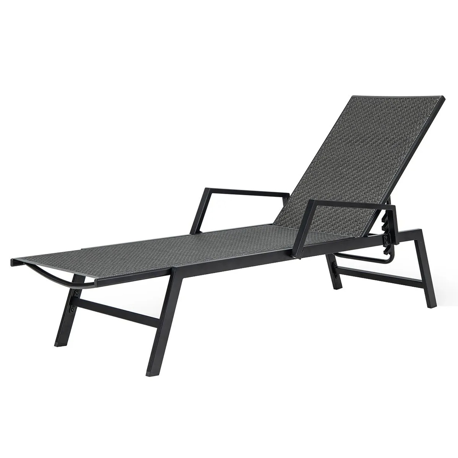 Costway Sonnenliege Rattan mit Armlehnen 150 kg Belastbar