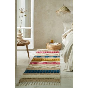 Flair Rugs Hochflorteppich Medina Jute, mehrfarbig, mit strukturierten Webmustern und Tufting-Effekt im Boho-Stil. 60x230 cm.