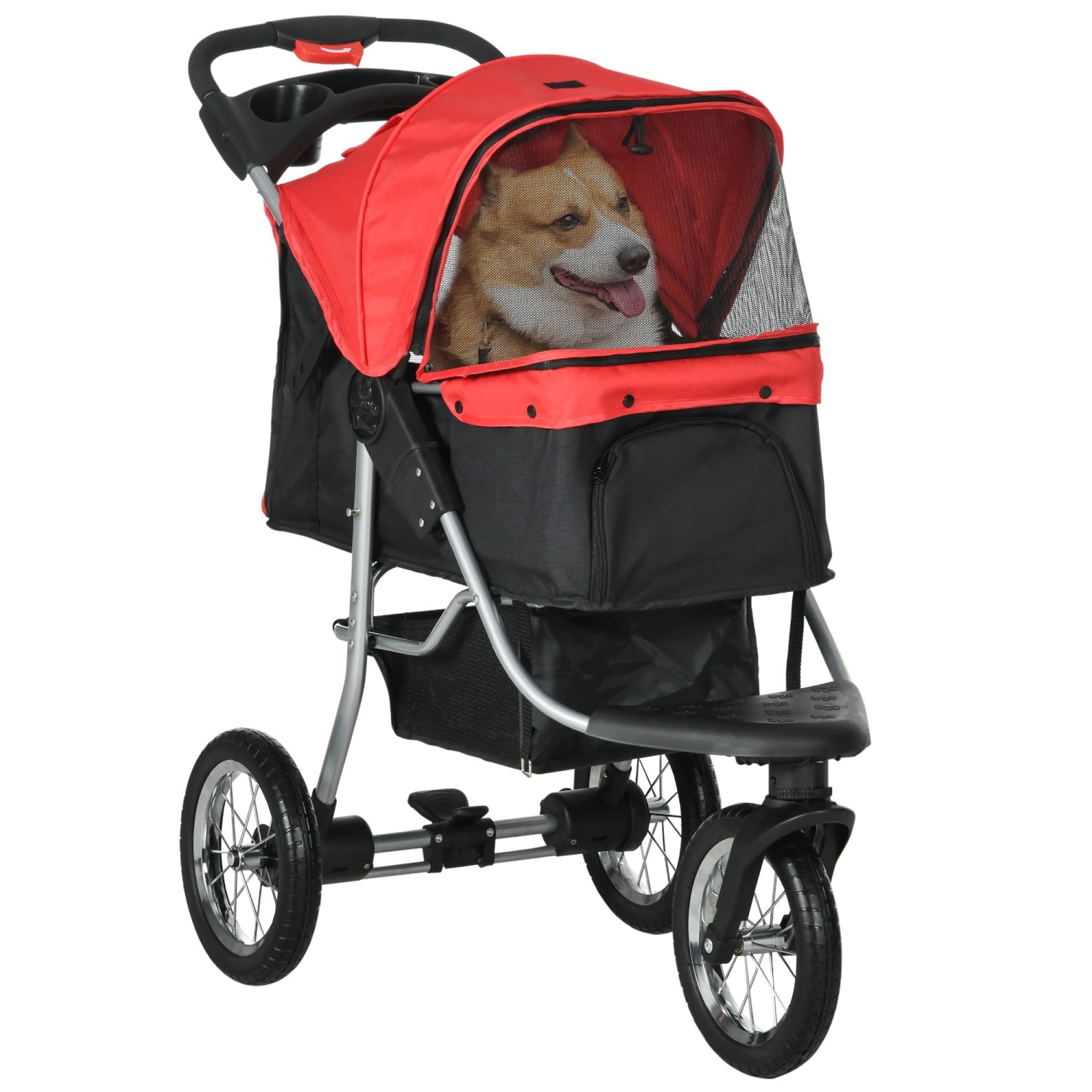 PawHut Hundewagen  Stahl 600D Oxford-Gewebe Rot 109,5L x 54,5B x 106,5H cm