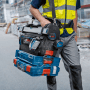 Bosch Professional Werkzeugtasche GWT 20 mit L-Boxx und Werkzeug auf Baustelle.