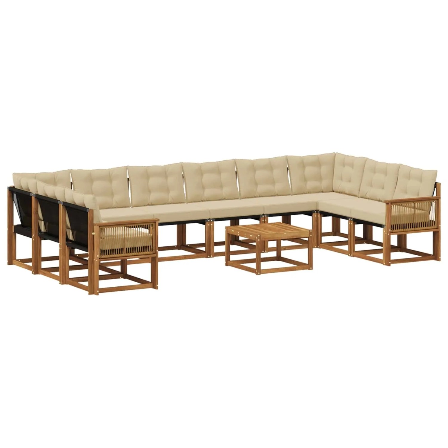 vidaXL Outdoor-Sofagarnitur mit Kissen 11 Stk Natur und Beige 3382261