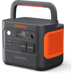 Jackery Powerstation Explorer 1000 Plus: Tragbare Stromversorgung mit orangefarbenen Akzenten.