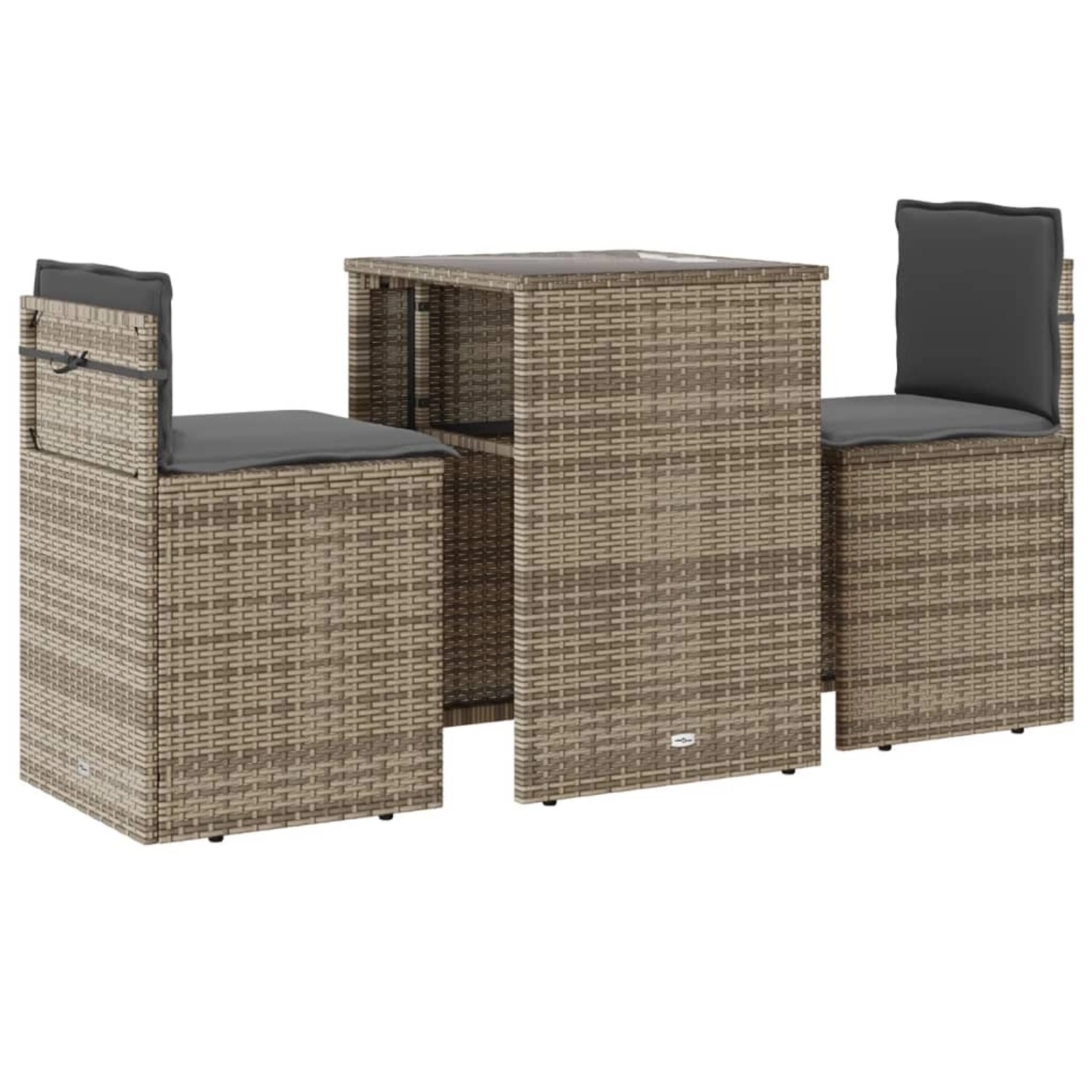 Thumbnail - vidaXL 3-tlg Bistro-Set mit Kissen Beige Poly Rattan Modell 18