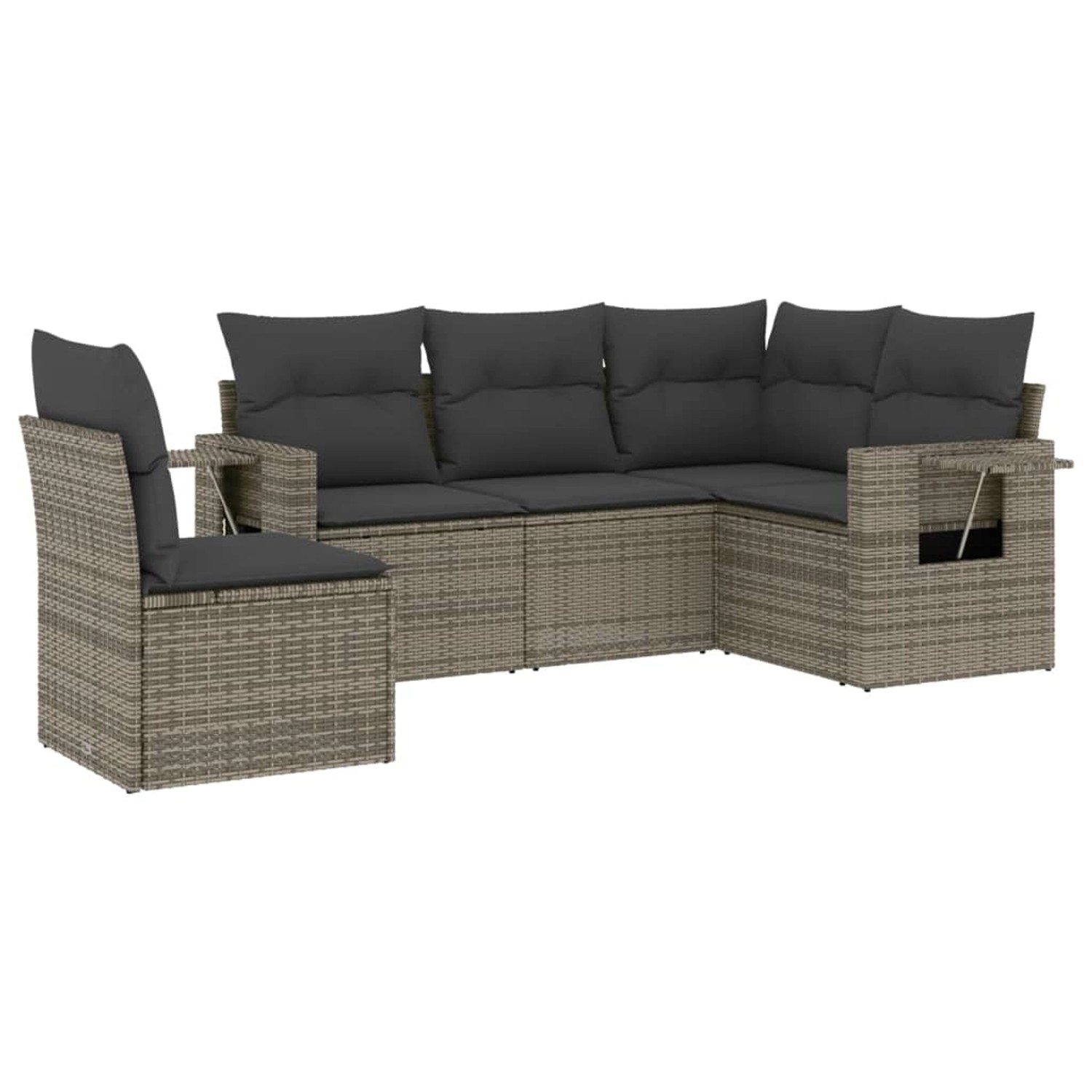 vidaXL 5-Tlg Garten-Sofagarnitur mit Kissen Grau Poly Rattan 3220169 günstig online kaufen