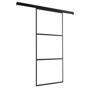 Schwarze inova Loft Glasschiebetür, 755x2035mm, Komplettset mit Softclose.