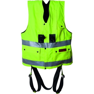 Gelbe OX-ON Absturzsicherungsweste Hi-Viz Comfort mit Auffanggurt, Größe L. Arbeitskleidung mit Reflektoren.