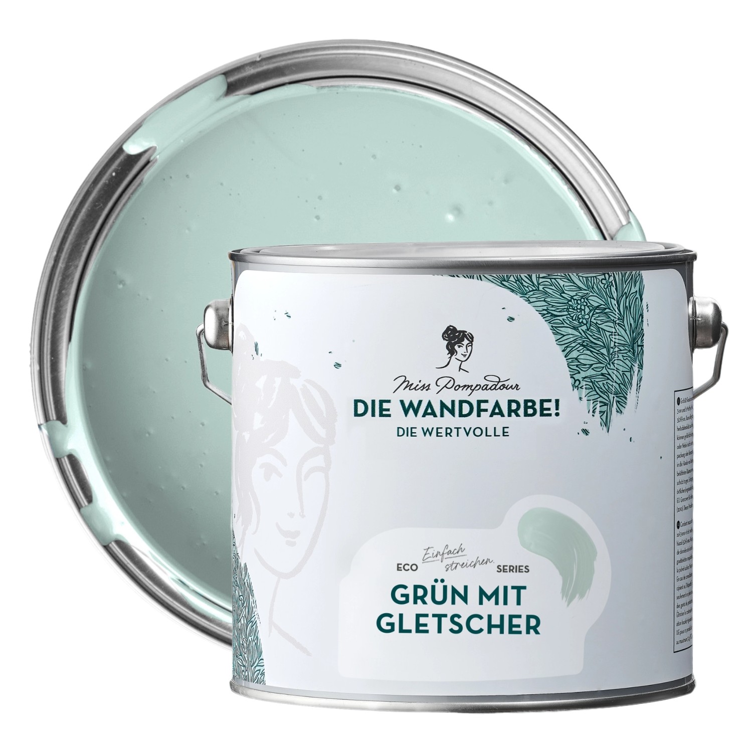 MissPompadour Extramatte Wandfarbe Grün mit Gletscher 2,5L Hochdeckend Spritzfrei