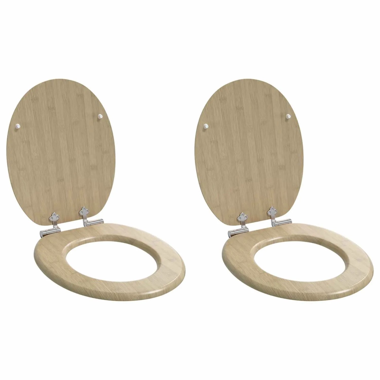 vidaXL Soft-Close Toilettensitz 2 Stk Heller Bambusfarbton 44 x 38 cm 3414532