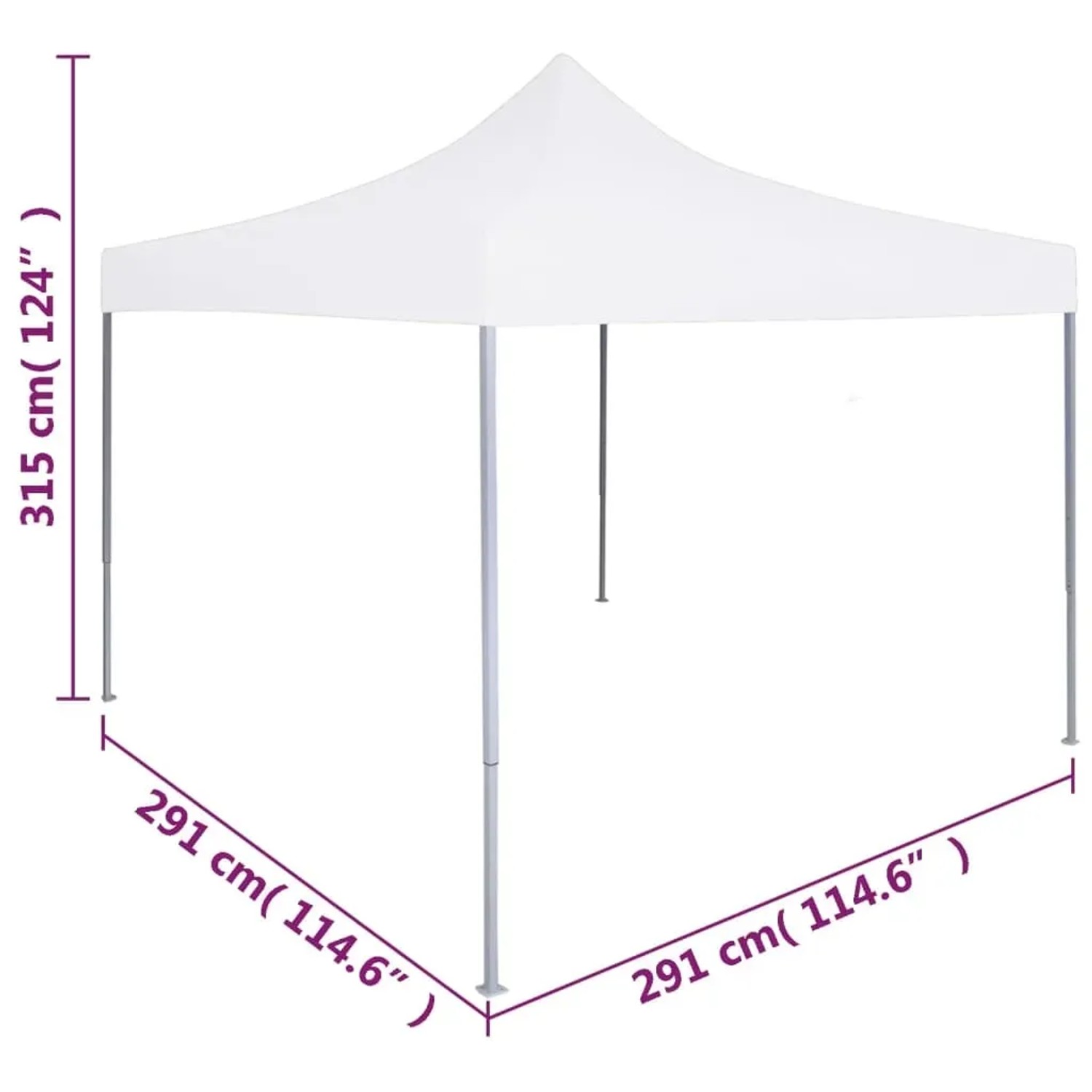 Weißes, faltbares Partyzelt 3x3 m von vidaXL mit Stahlrahmen für Outdoor-Events.