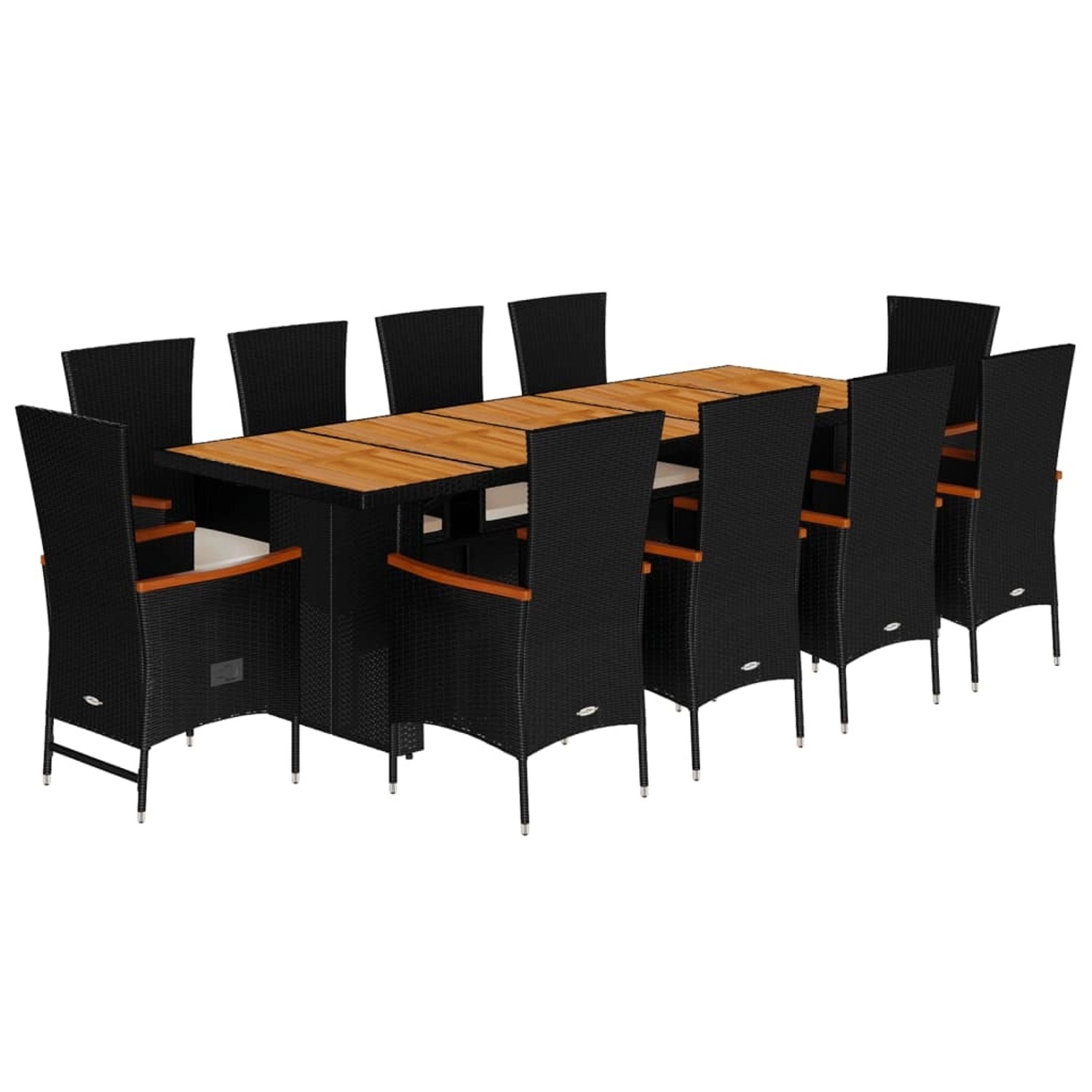 vidaXL 11-Tlg Garten-Essgruppe mit Kissen Schwarz Poly Rattan 3277528 günstig online kaufen