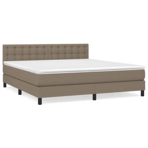 Boxspringbett Taupe 180x200 cm mit Stoffbezug, Matratze und Kopfteil.