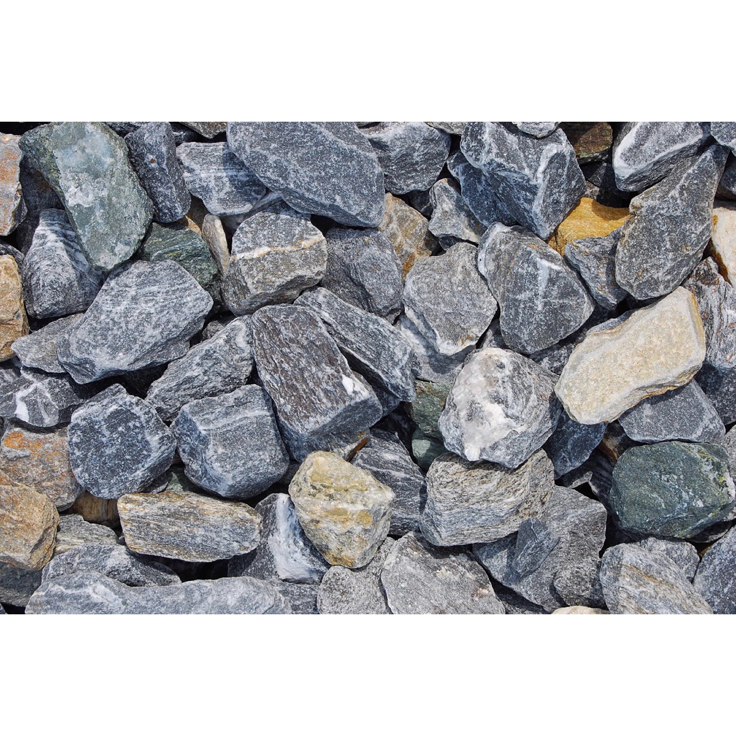 Marmorbruch Donau-Blau, 25-50 mm, Zierkies für Gartenwege und Gabionenfüllung.