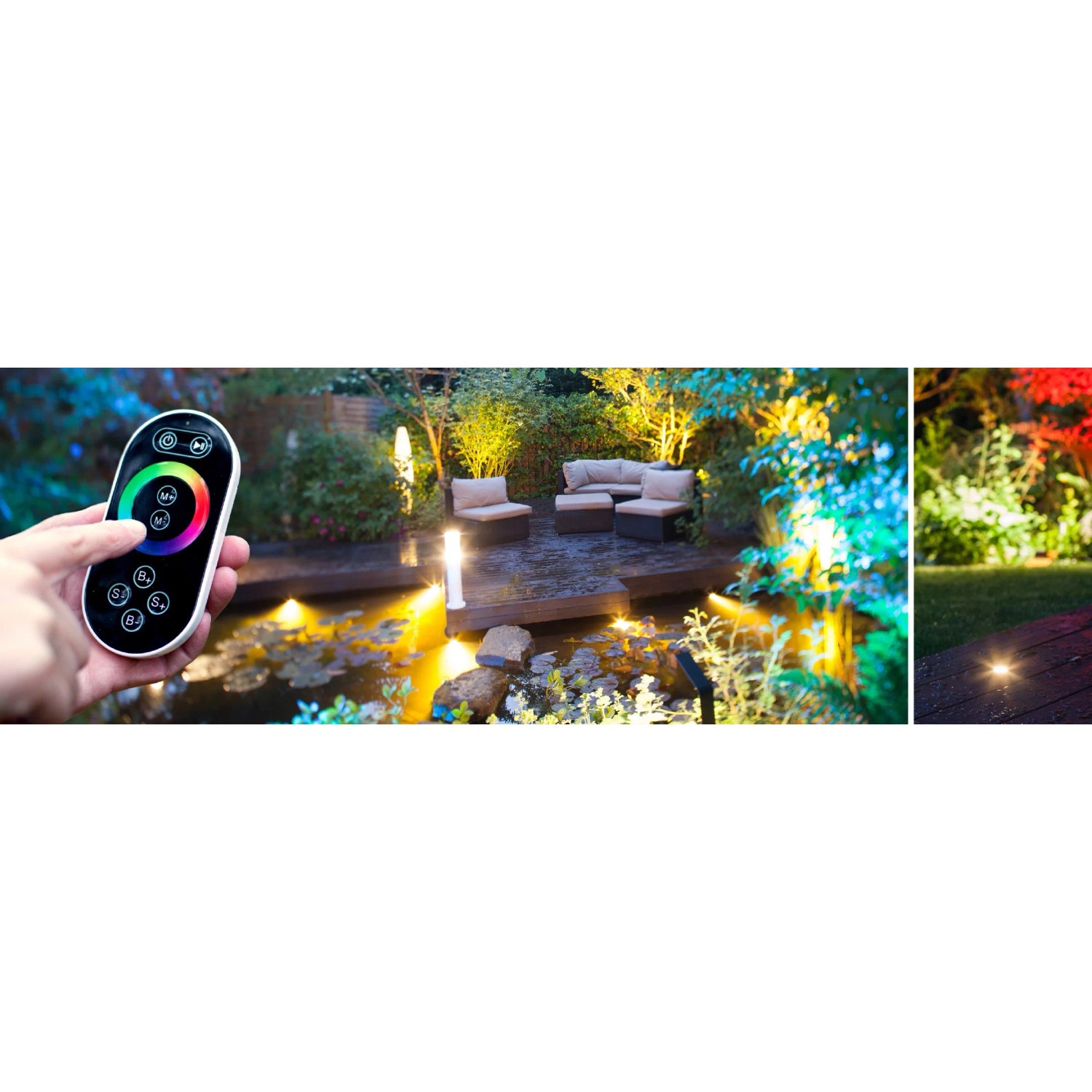 Heissner RGB-Controller für Teichbeleuchtung mit Fernbedienung zur farbigen Lichtsteuerung.