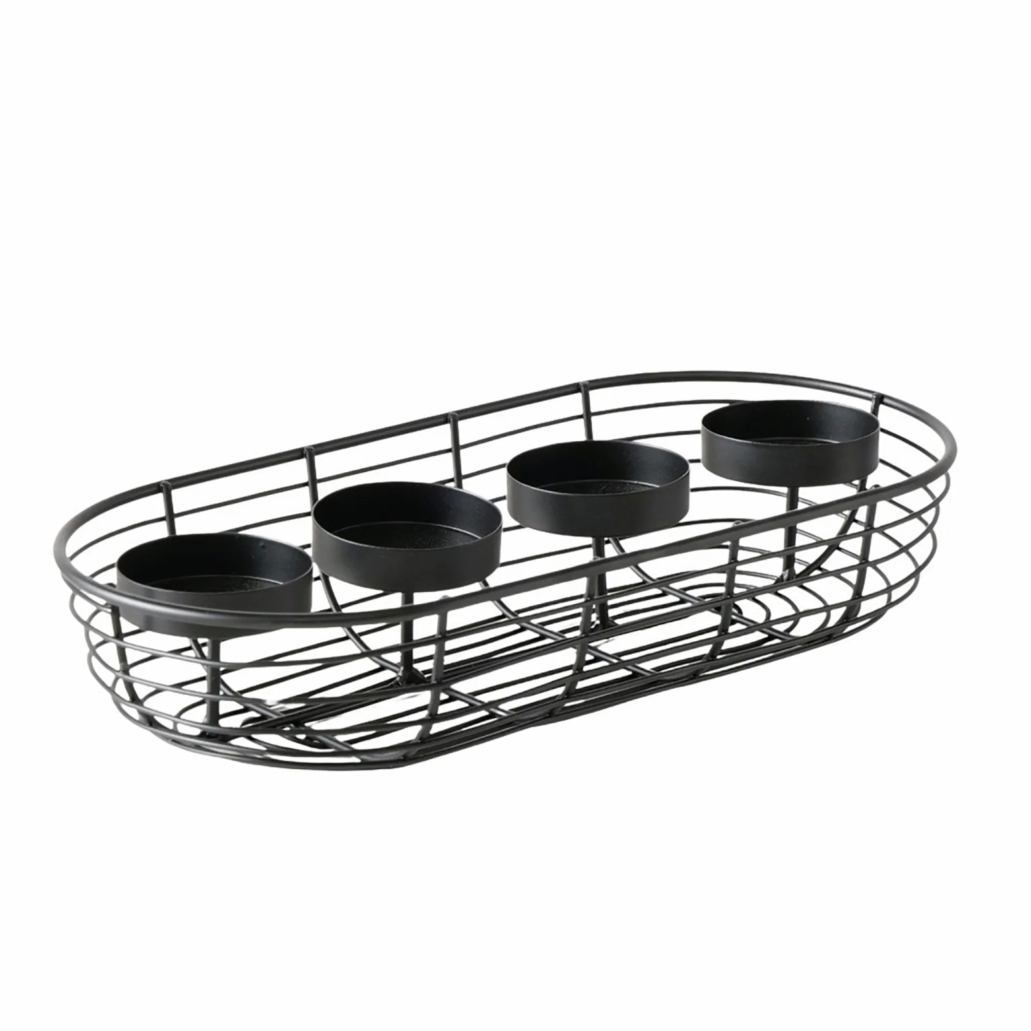 Boltze Teelichthalter Matilde Oval 28 cm x 13,5 cm x 5,5 cm Schwarz