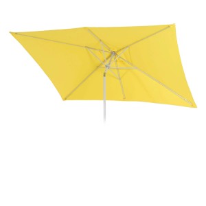 Gelber Ersatz-Sonnenschirmbezug Asti 3x3m, Unterseite mit Streben. UV 50, wasserabweisend.