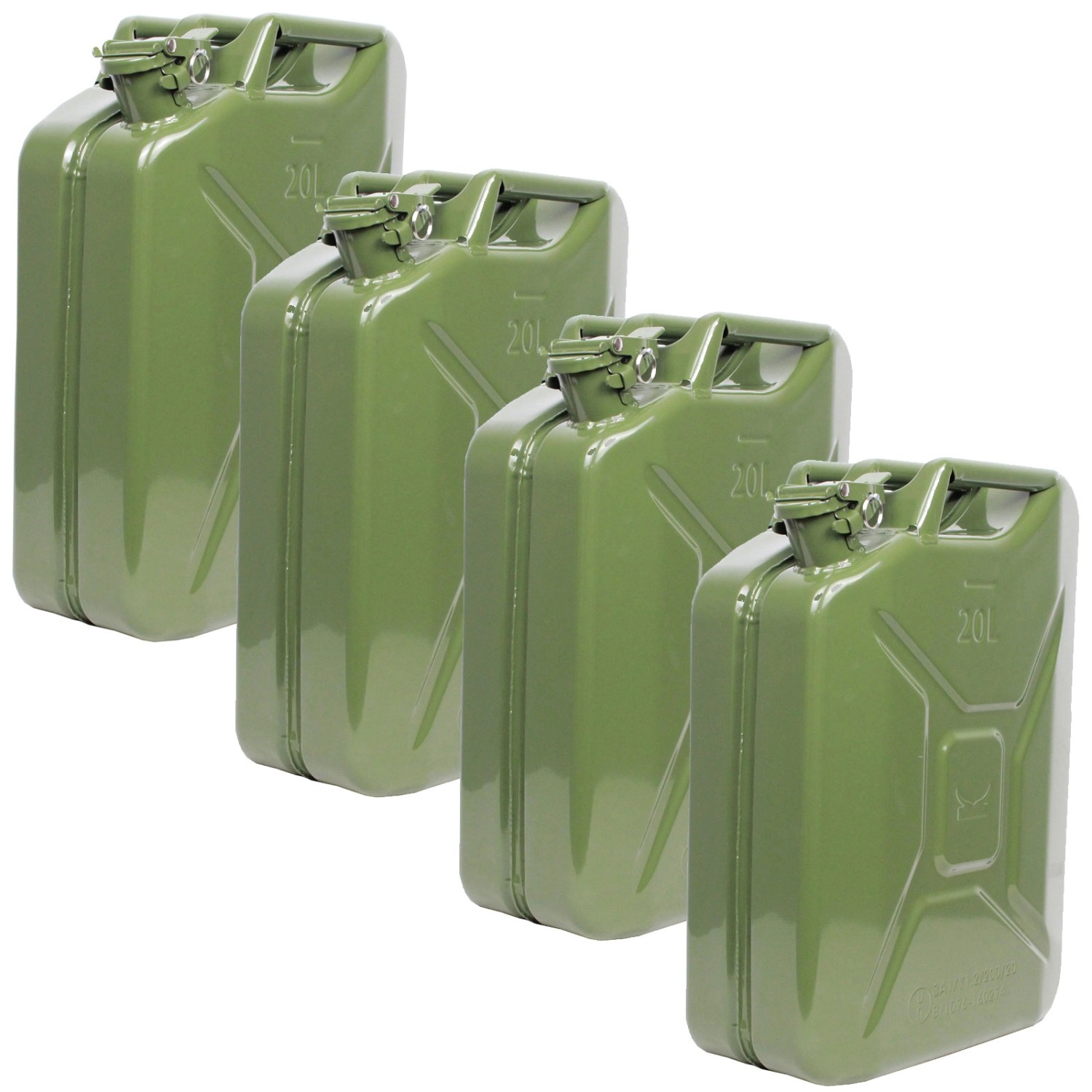 TRUTZHOLM 4x Metallkanister 20 Liter Benzin Diesel Olivgrün