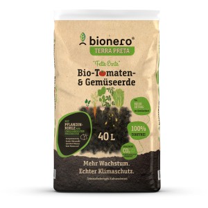 Sack bionero Bio-Tomaten- & Gemüseerde 40L für eine reiche Ernte im Garten.