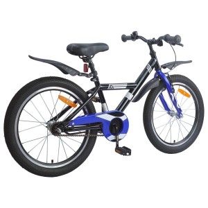 Schwarzes 18-Zoll-Kinderfahrrad von vidaXL für 5- bis 7-Jährige mit Schutzblechen.