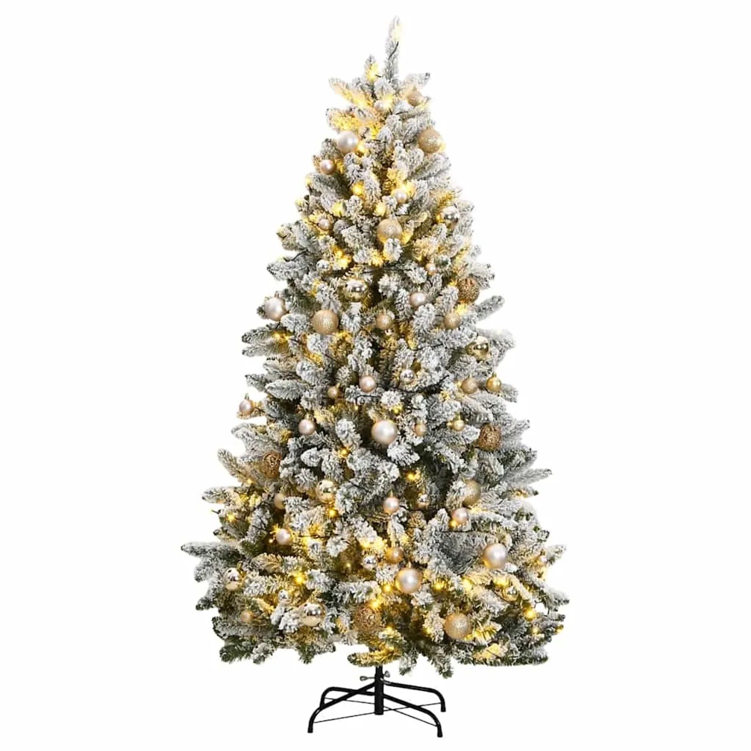 vidaXL Künstlicher Weihnachtsbaum Klappbar 300 LEDs & Kugeln 210 cm 3210157