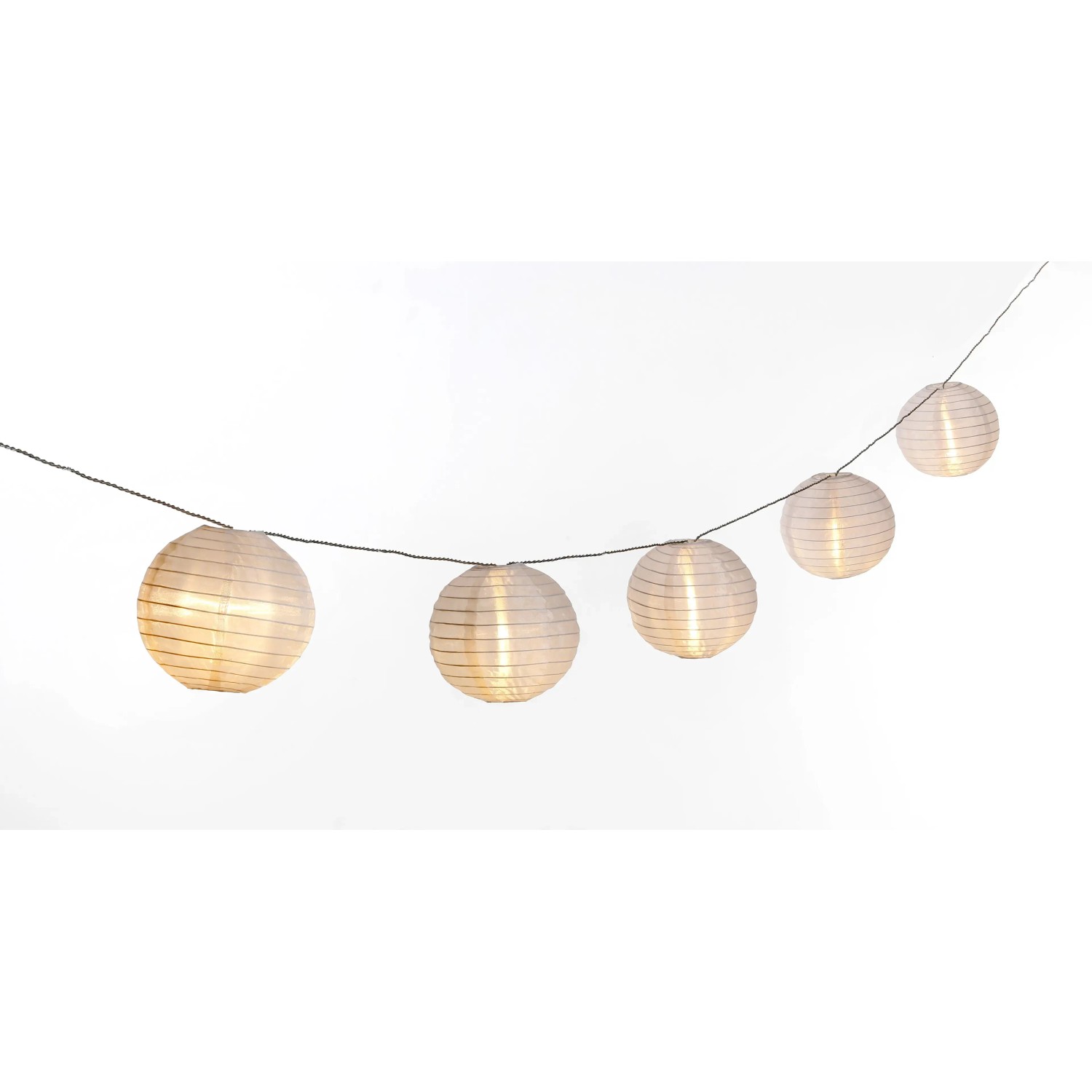 LED Lichterkette mit 15 weißen XXL Lampions 7 m