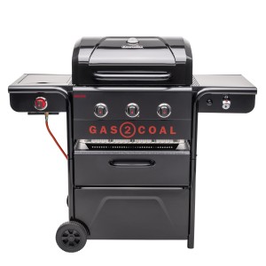 Char-Broil Gas2Coal Special Edition 3 Hybridgrill mit 3 Brennern und Grillplatte.