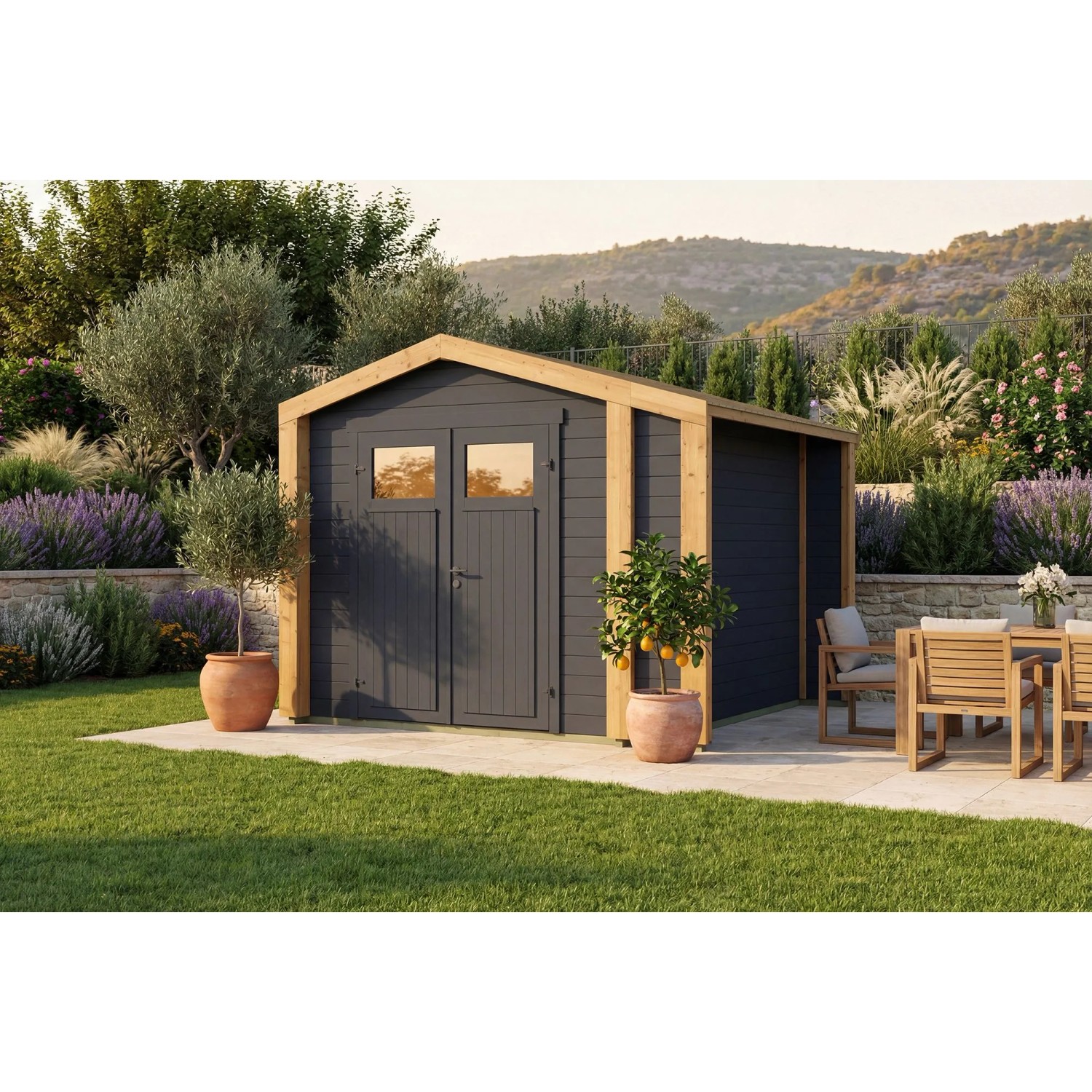 Weka Holz-Gartenhaus Killarney Satteldach Lasiert 311 cm x 263 cm