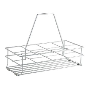 Kesseböhmer Flaschentragekorb silbergrau aus Metall für 8 Flaschen, mit Tragegriff und Bodengleitern. Ideal für die Küche.