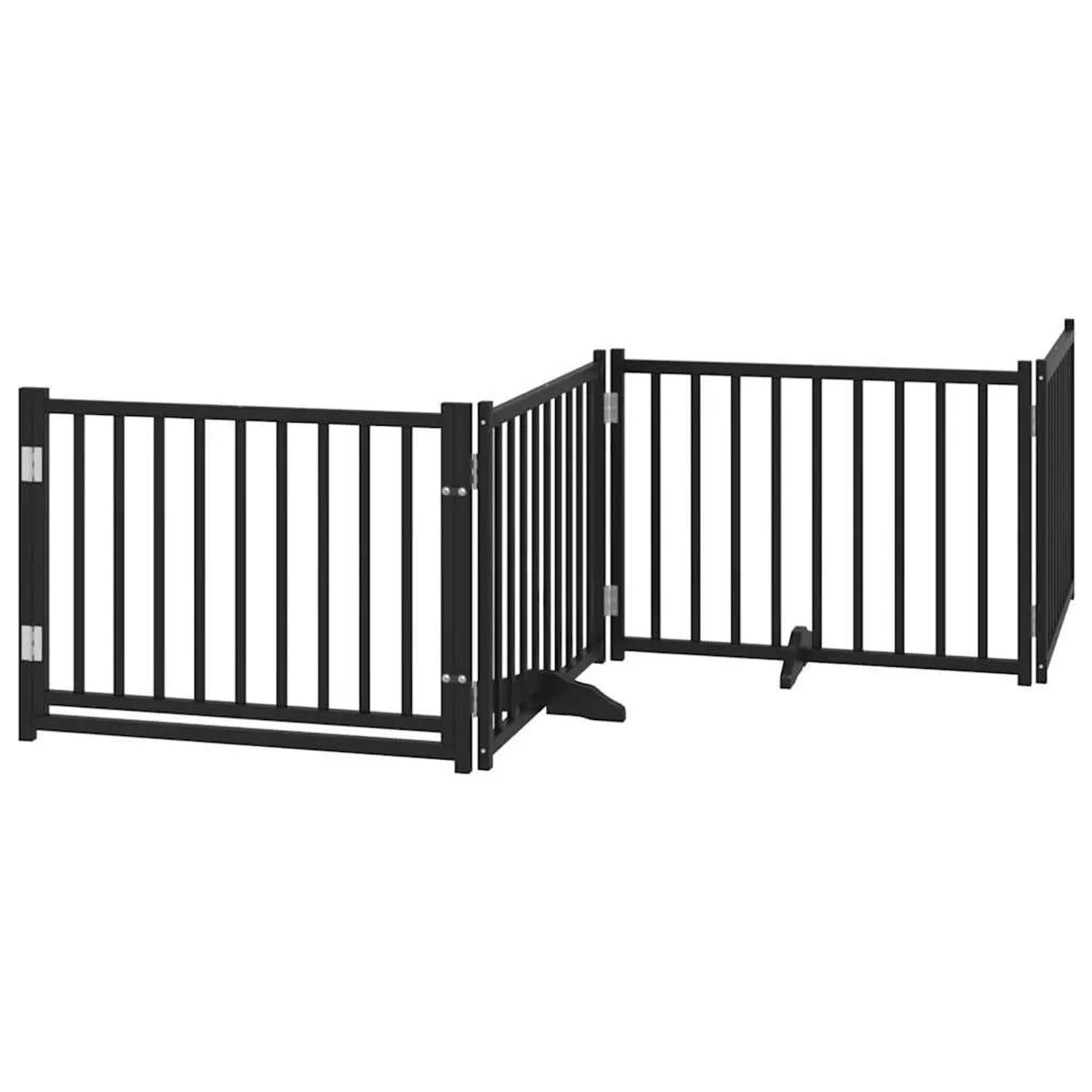 vidaXL 4 Tlg Hundetor mit Tür Faltbar Schwarz 320 cm Massivholz Tanne 352289