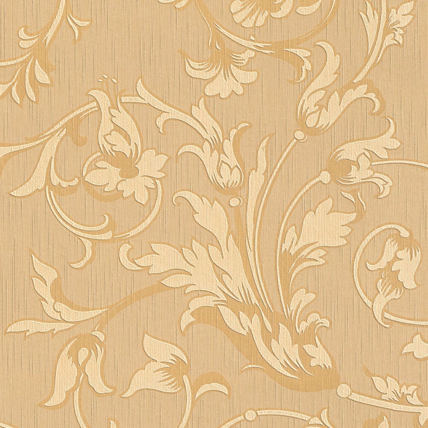 PROFHOME 956333-GU Textiloptik Tapete Blumen Matt Orange Beige 0,53 m x 10, günstig online kaufen