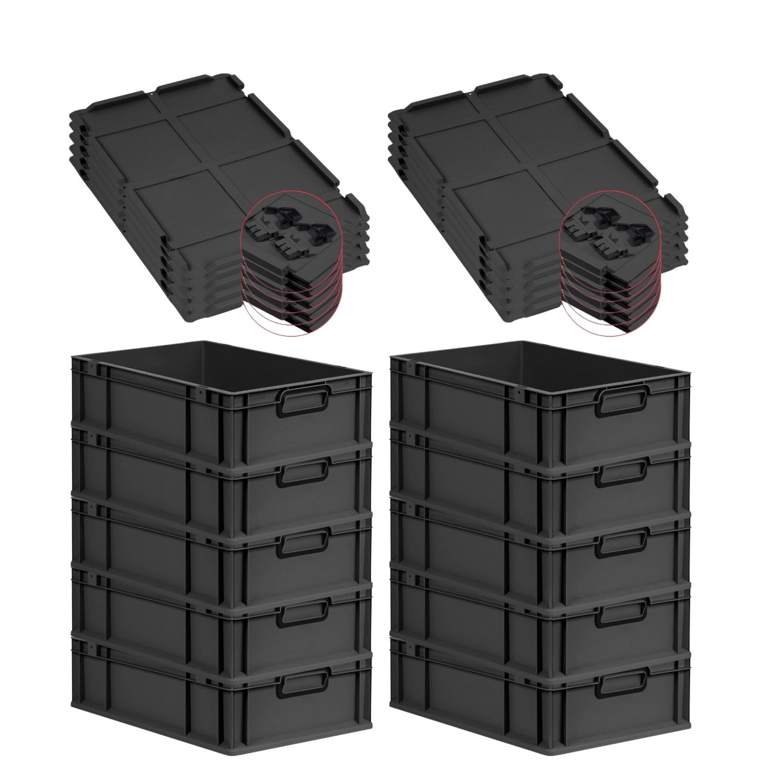 PROREGAL SuperSparSet 10x Eurobox Nextgen Color Mit Scharnierdeckel HxBxT 1 günstig online kaufen