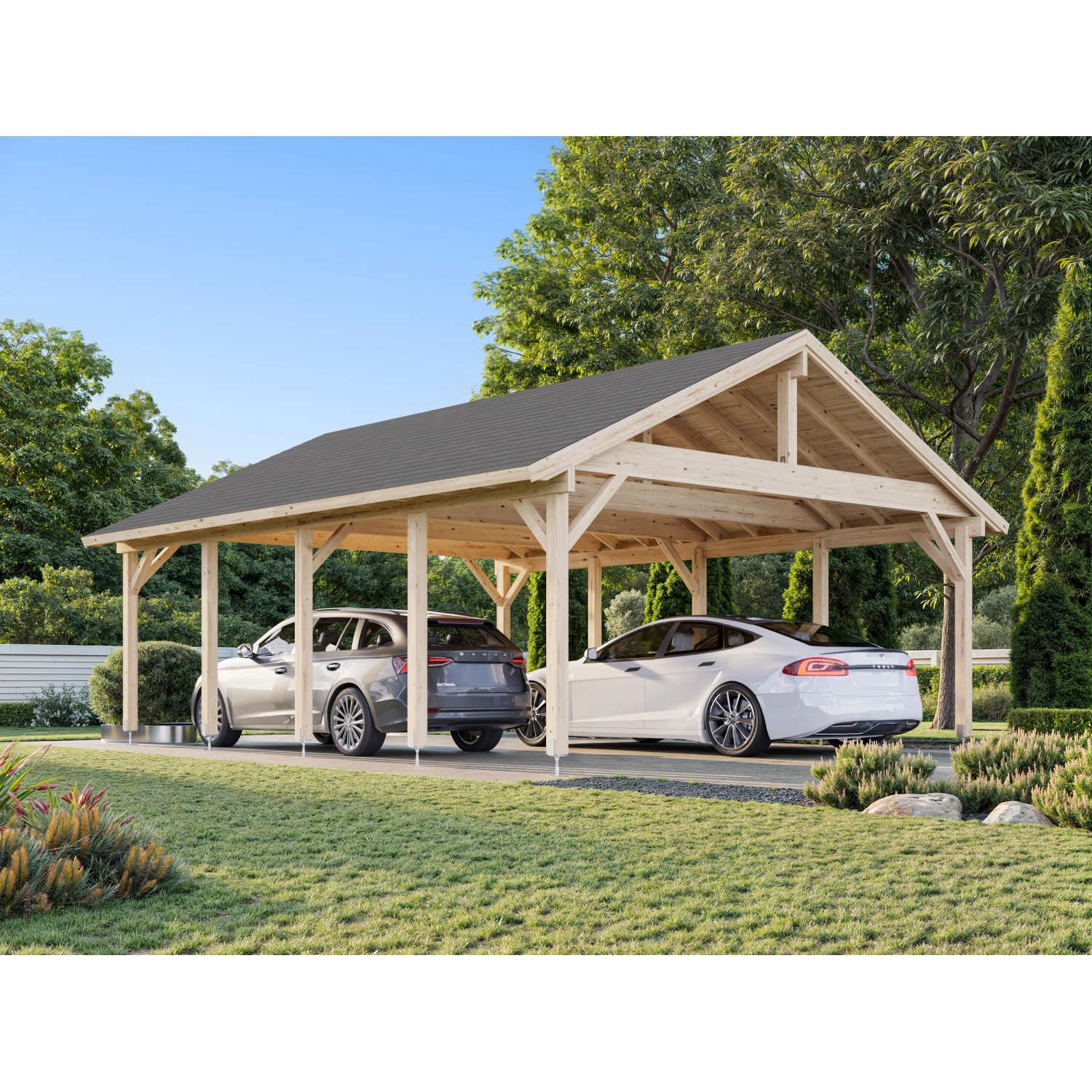 Palmako Carport Robert 555 x 732 cm Tauchgrundiert Transparent FSC® günstig online kaufen