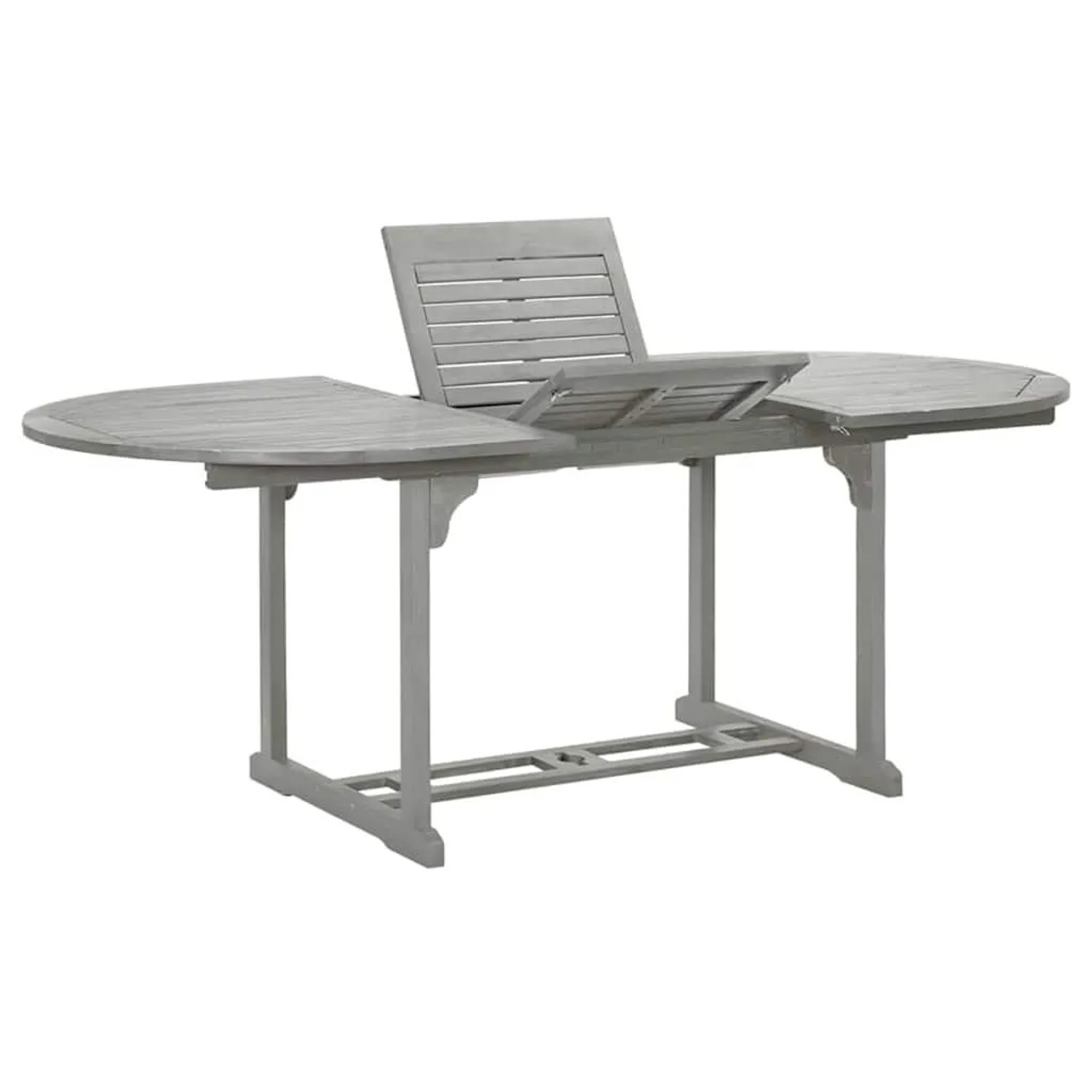 DELUKE Garten-Esstisch VEGO Grau 200x100x75cm Massivholz Akazie Oval Gartentisch Holz Klappbar Outdoortisch Terrassentisch