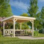 Palmako Pavillon Lenna Set 301, 300x300 cm, weiß lackiert, mit Geländer. Weekendhaus aus Fichtenholz.