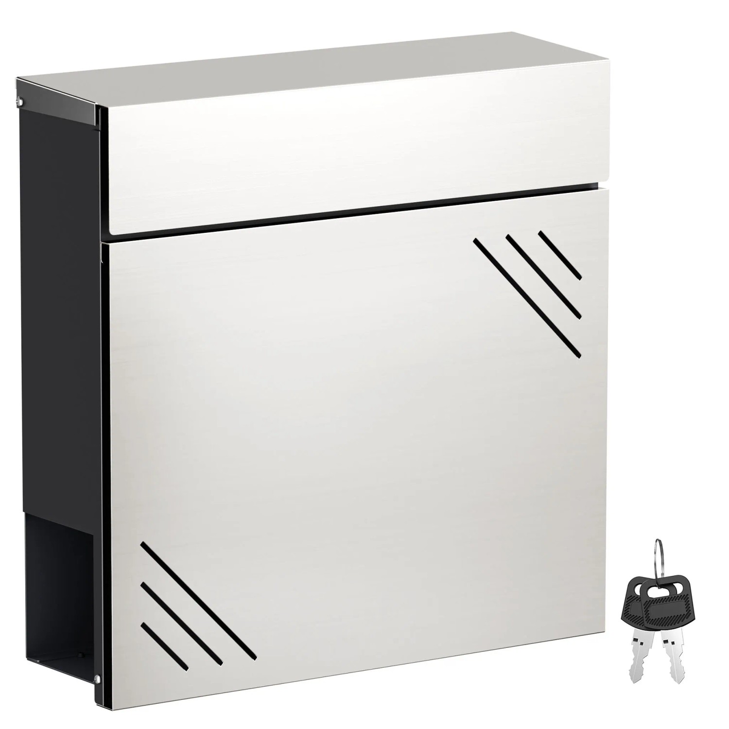 Wiltec Briefkasten Edelstahl V63 Postkasten Zeitungsfach Wandbriefkasten Postbox