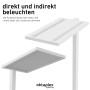 Weiße Oktaplex Malmö LED Stehlampe für Büro, dimmbar, mit direkter und indirekter Beleuchtung.
