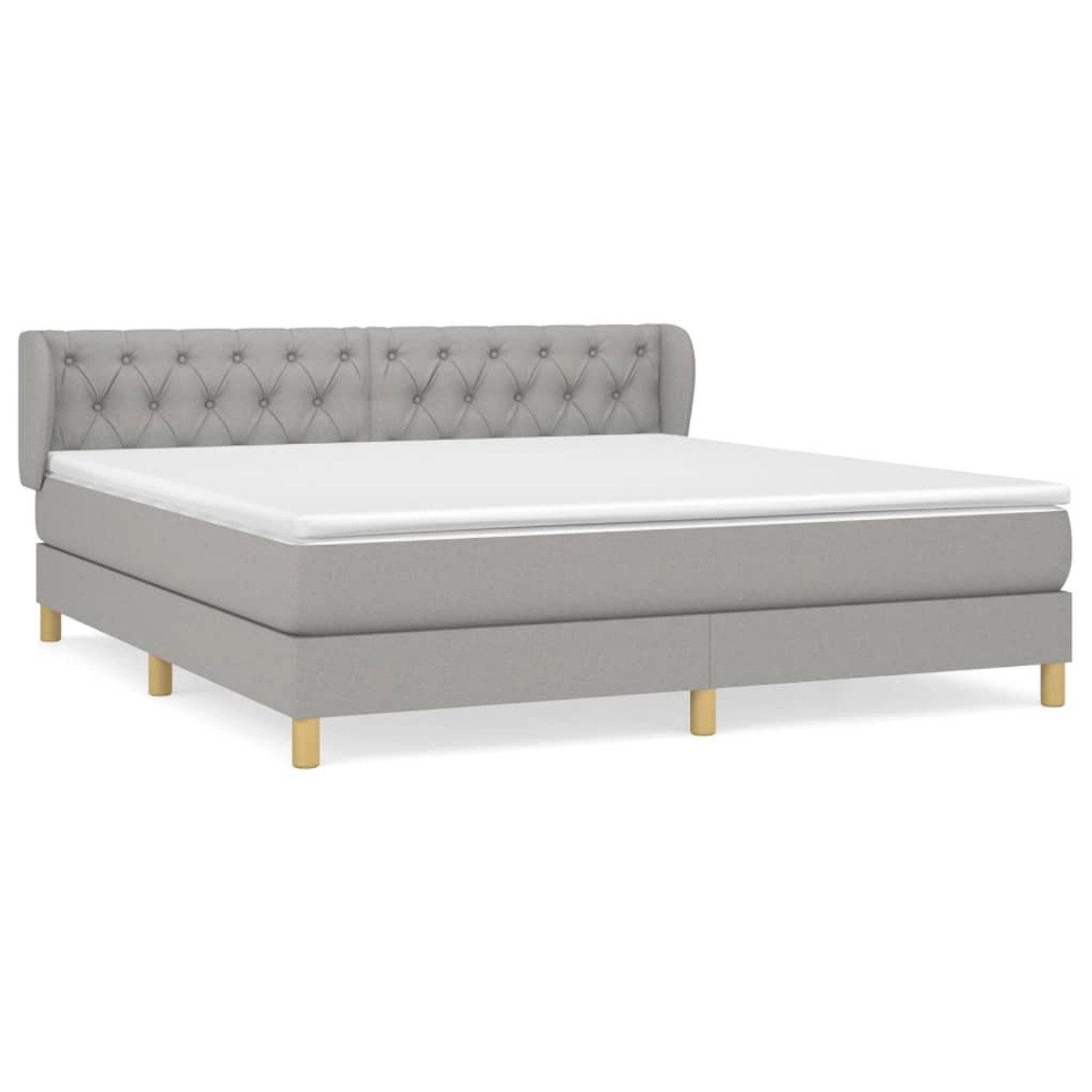 vidaXL Boxspringbett Boxspringbett mit Matratze Hellgrau 160x200 cm Stoff B günstig online kaufen