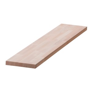 Unbehandelte Leimholzplatte Buche, 120x40x2,8 cm, ideal für Regalböden und Möbelbau.