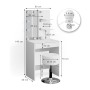 Weißer Vicco Schminktisch Isabelle 60 cm mit LED und Hocker, Maße eingezeichnet.