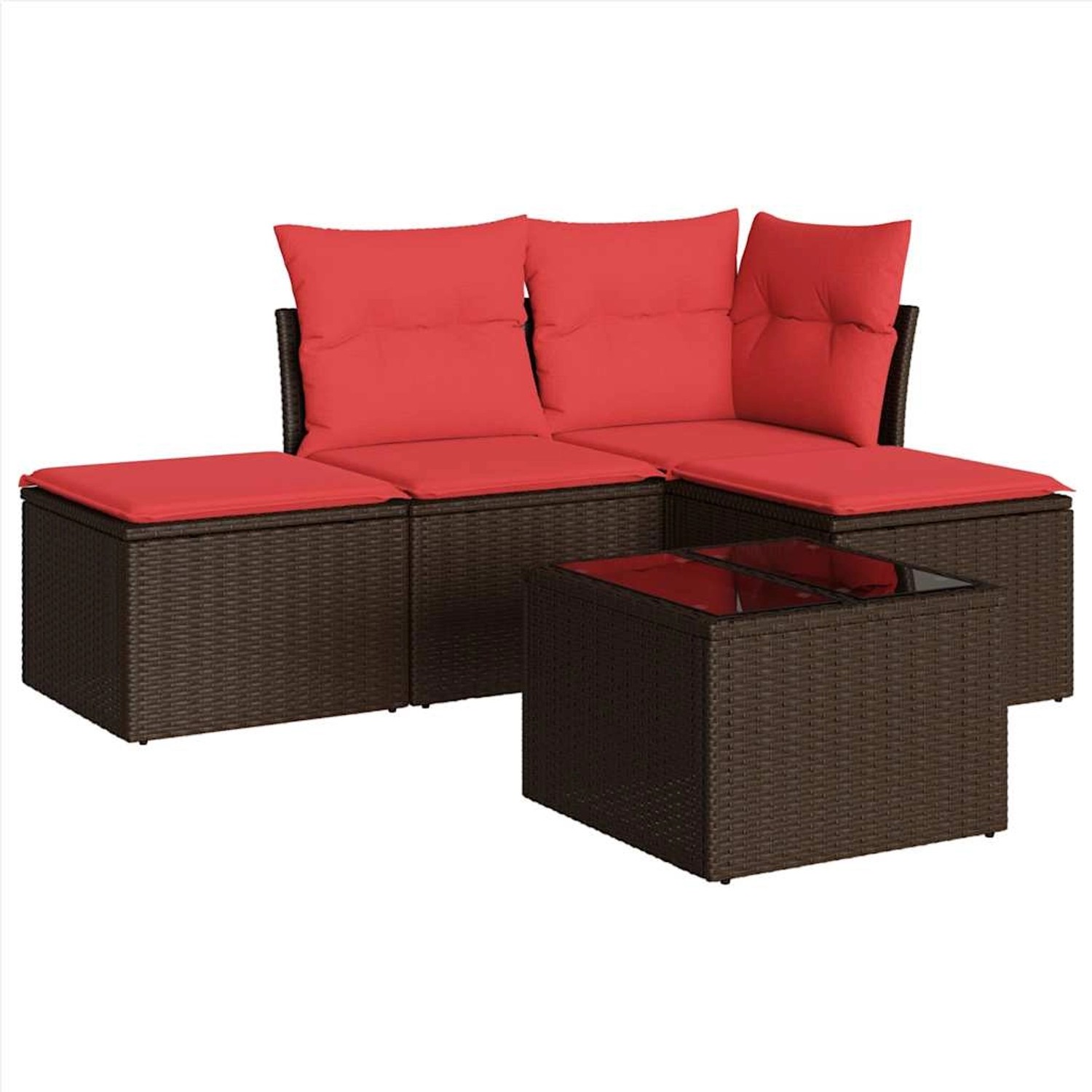 vidaXL 5-Tlg Garten-Sofagarnitur mit Kissen Braun Poly Rattan 3217494 günstig online kaufen