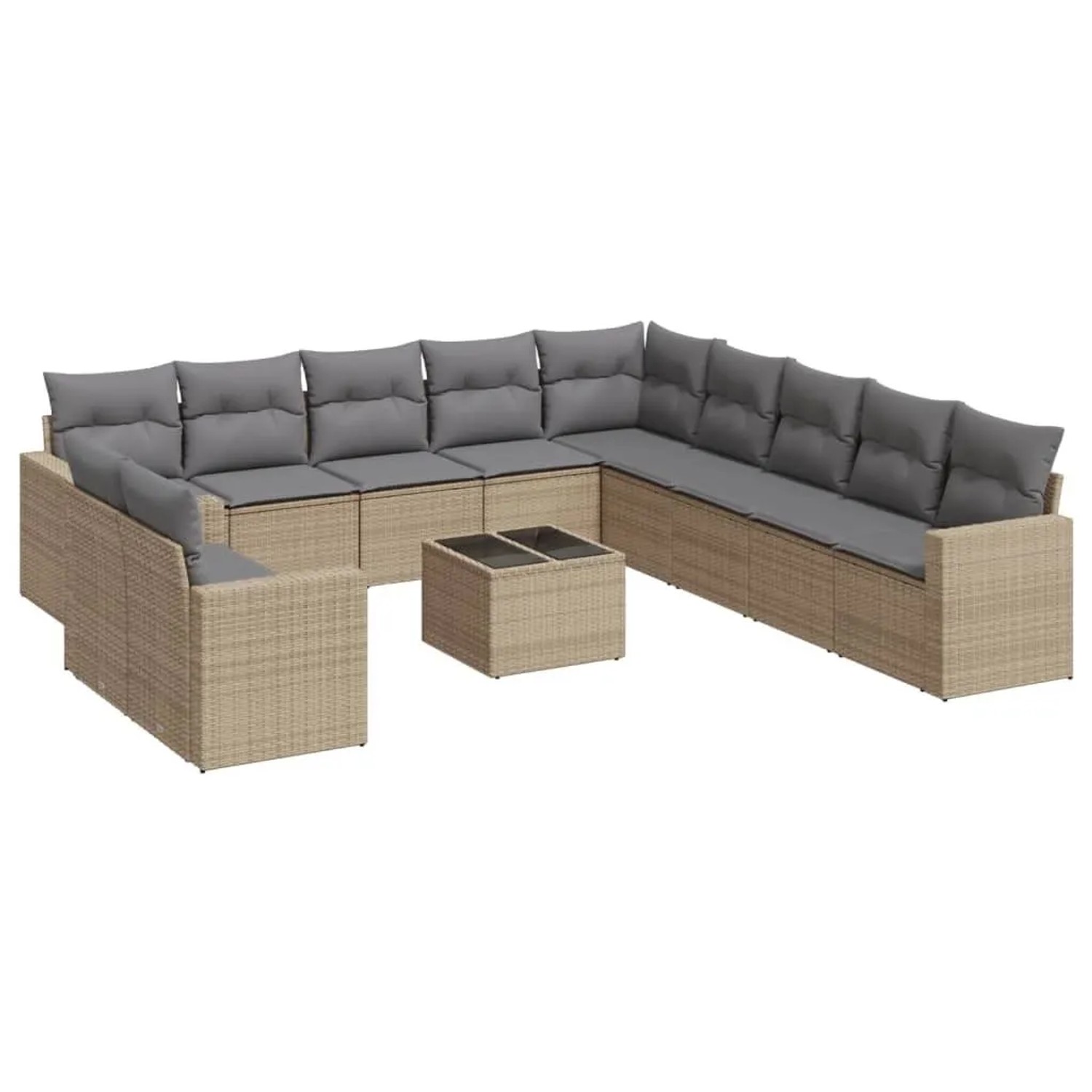 vidaXL 12-Tlg Garten-Sofagarnitur mit Kissen Beige Poly Rattan 3251536 günstig online kaufen