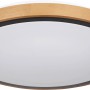 Runde LED-Deckenleuchte Bruno mit Holzrahmen und schwarzem Rand. Moderne Deckenlampe für Innenräume.