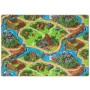 Türkiser Kinder Straßenteppich 100x200cm mit Dino-Motiv für fantasievolles Spielen.