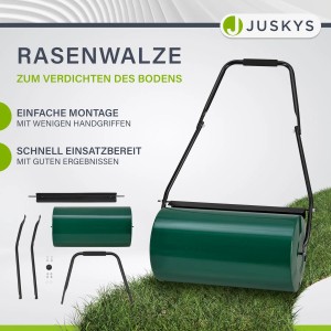 Juskys Rasenwalze Fritz, befüllbare Gartenwalze aus Metall, 48L Füllvolumen.