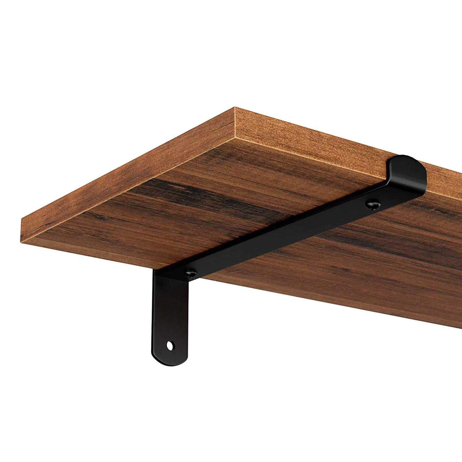 Nahaufnahme: Songmics Schweberegal, 60 cm, braun-schwarz, mit schwarzer Halterung.
